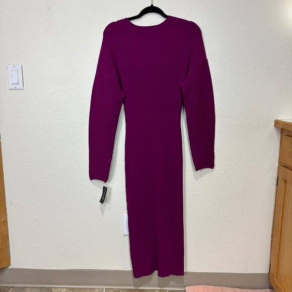 INC International Concepts Size Medium Autumn Berry Dolman Sleeve Ribbed Dress - Picture 5 of 12